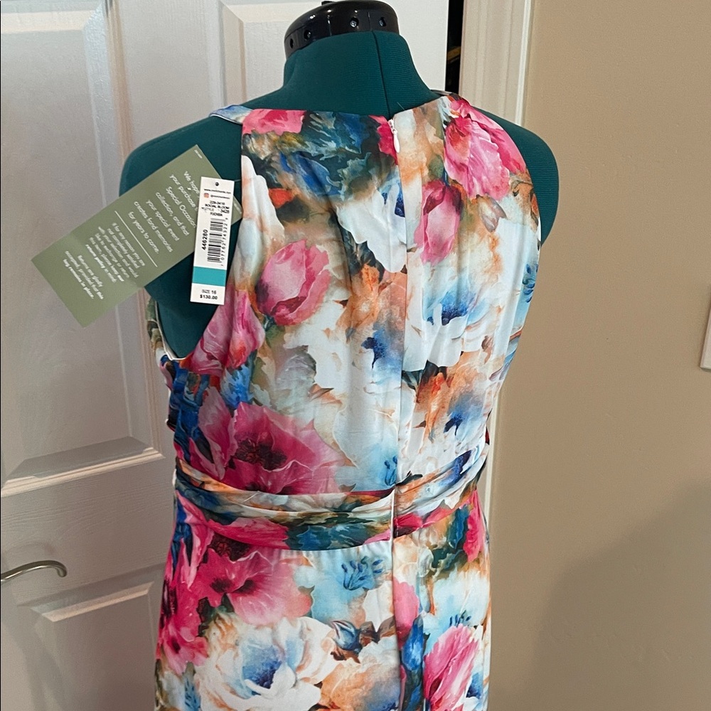 R&M Richards Multicolor Floral Ruffle Maxi Dress 16 Sleeveless - Picture 6 of 9